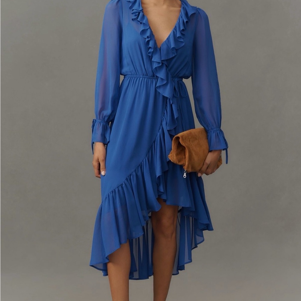 Elegant Blue Ruffle Dress